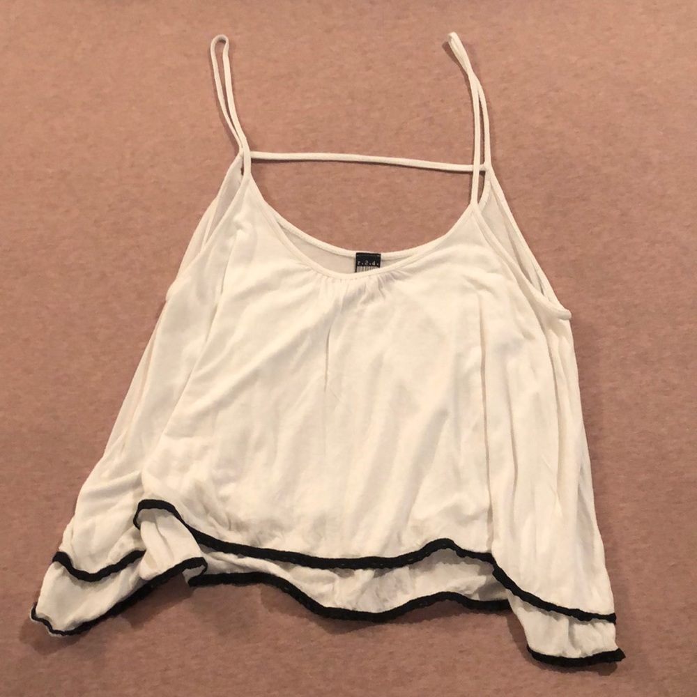 white tank top with black hem